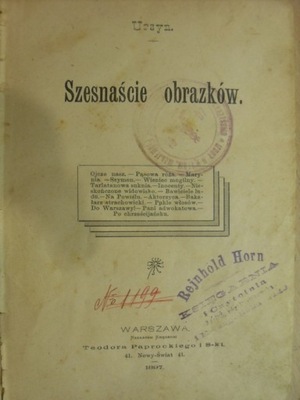SZESNAŚCIE OBRAZKÓW Ursyn, Jan Zamarajew 1897 UNIKAT