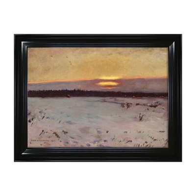 Obraz J. Chełmoński Krajobraz zimowy Zachód słońca