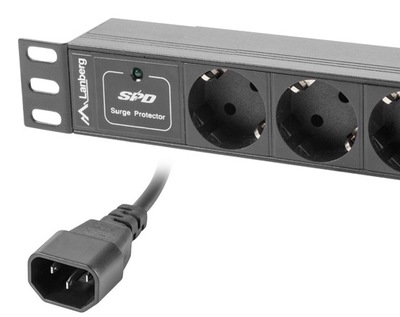 LISTWA RACK 10'' 1U 10A 3X SCHUKO 2M CZARNA C14