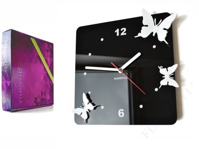 Zegar ścienny cichy lecące MOTYLKI motyle 3D