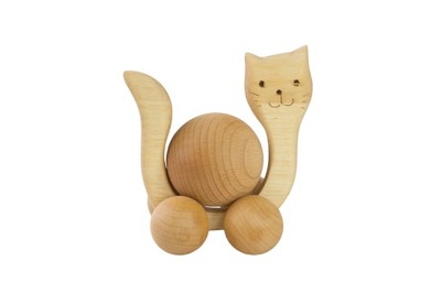 KOT figurka ozdoba drewniany kotek jeździk