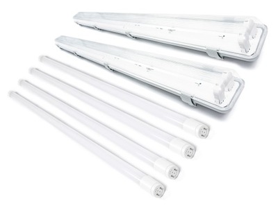 ZESTAW 2x OPRAWA HERMETYCZNA 120 + 4x ŚWIETLÓWKA LED BLACHA 6000K