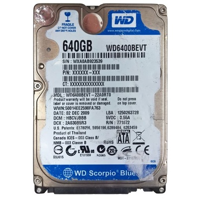 WD WD6400BEVT | 22A0RT0 | dawca OvJ