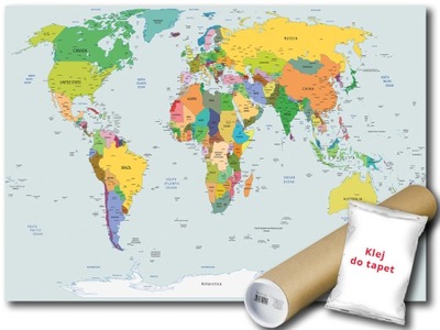 FOTOTAPETA FLIZELINA MAPA ŚWIAT KRAJE 368x254