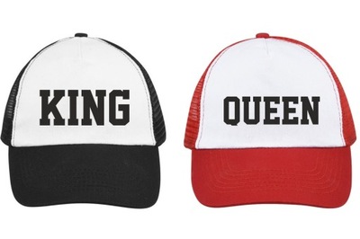 CZAPKI KING QUEEN DLA PAR PREZENT NA ROCZNICE ŚLUB