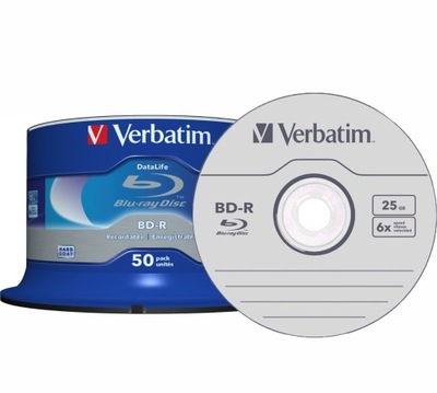 VERBATIM BD-R BLU-RAY 25GB DataLife 6x 50szt Hard