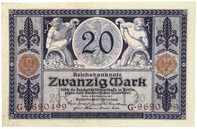 Niemcy - BANKNOT - 20 Marek 1915