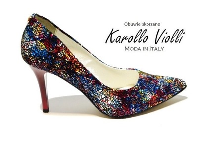 Szpilki kolorowe SKÓRA 9cm Karollo Violli LaOla 37
