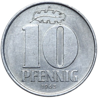 Niemcy DDR - moneta - 10 Pfennig 1963 A - BERLIN - NAJRZADSZY ROCZNIK