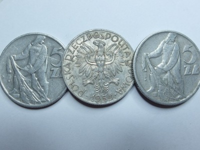 Moneta 5 zł złotych Rybak 1959 r ładna