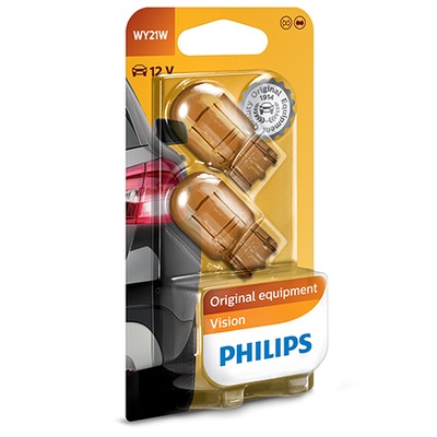 PHILIPS ŽIAROVKA VY21W 12V 21W WX3X16D ORANŽOVÁ (CELOSKLENENÁ) BLISTER 2S