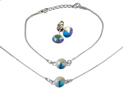 PIĘKNY KOMPLET CELEBRYTKA Z kr. SWAROVSKI RIVOLI