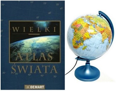 Globus polityczny podświetlany+Wielki atlas świata