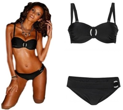 czarny USZTYWNIANY STRÓJ KĄPIELOWY BIKINI XL 42 A