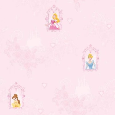 tapeta Disney Princess Księżniczki różowa lustra
