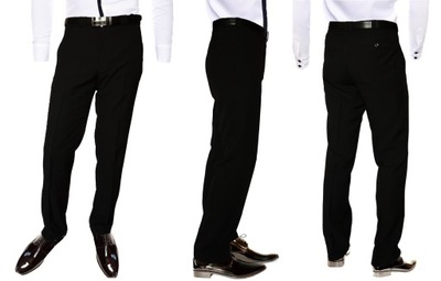 Spodnie męskie wizytowe czarne duży rozmiar w pasie 172 cm od 186 wzrostu