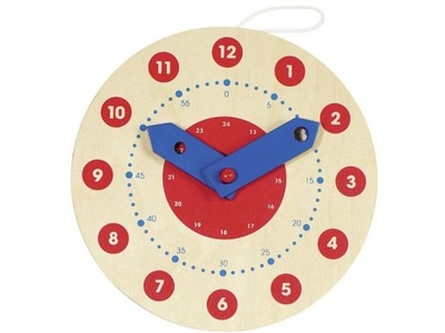 Zegar edukacyjny nauka czasu godzin drewniany GOKI