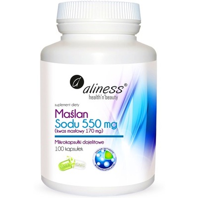 Aliness MAŚLAN SODU Kwas Masłowy 550 mg 100 kapsułek JELITA trawienie