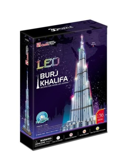 КУБИЧЕСКИЙ ЗАБАВНЫЙ ПАЗЛ 3D LED БУРДЖ ХАЛИФА 136 ПРЕДМЕТОВ - L133H