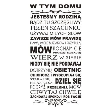 Надпись на стикере на стене спальни In This House 182