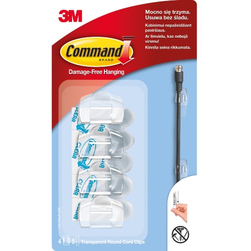 3M Command Uchwyt Do Kabli 4szt Transparentne Plastikowe 17017...