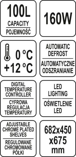 ХОЛОДИЛЬНЫЙ ПРИСТЕН КОНДИТЕРСКИЙ 100Л LED YATO