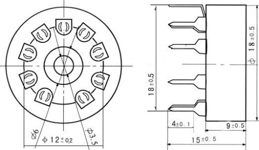 КЕРАМИЧЕСКАЯ РОЗЕТКА 9PIN PCB2 NOVAL ECC83 ECC82