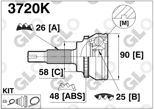 ШРУС TOYOTA COROLLA E12 1.4 2.0 D4D AVENSIS T25