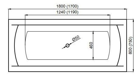 ПОЛЬША POLIMAT прямоугольная ванна INES 170x75 см + корпус + сифон