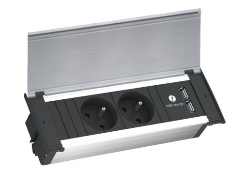 Лента 2x230V+2xUSB крышка INOX KAPSA BACHMANN