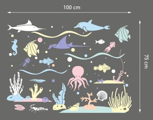 Наклейка на стену ПОДВОДНЫЙ МИР! XXL морская рыба