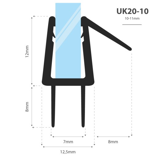 Уплотнитель для душевой кабины 100см 10 11 мм UK20