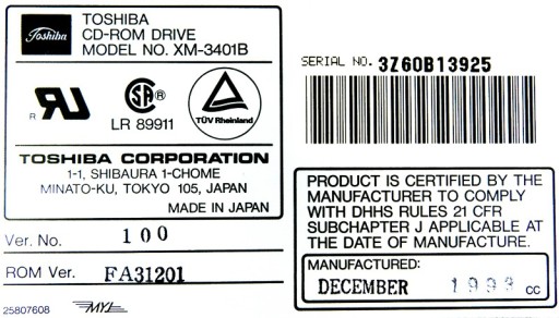 TOSHIBA XM-3401B ПРИВОД CD-ROM 2x SCSI 50-КОНТАКТНЫЙ
