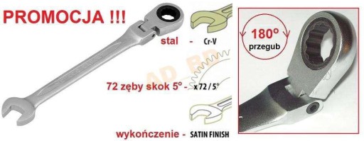 Klucz płasko-oczkowy z grzechotką i przegubem 10mm