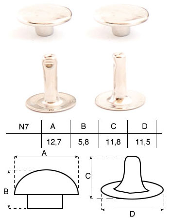 Заклепка для кожевенного дела N7 13х12мм Заклепки 20шт Серебро
