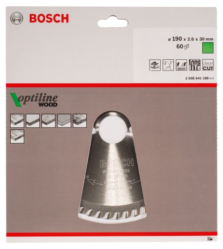 Диск Bosch Optiline Wood по дереву 190х2,6х30 мм