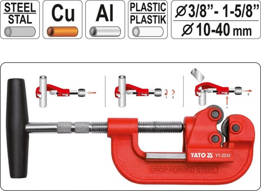 Труборез Сталь Al Cu ПВХ 10-40 мм YATO