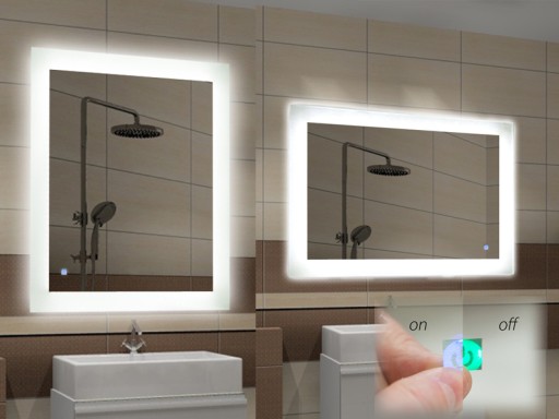 LED MIRROR, холодный белый, 60х70, всего 15 мм от стены, сенсорный выключатель