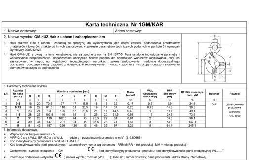 Крюк с проушиной и защитой - сертифицирован 500 кг.