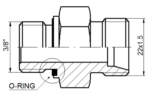 PRZYŁĄCZE HYDRAULICZNE PROSTE NYPEL 3/8 - 22