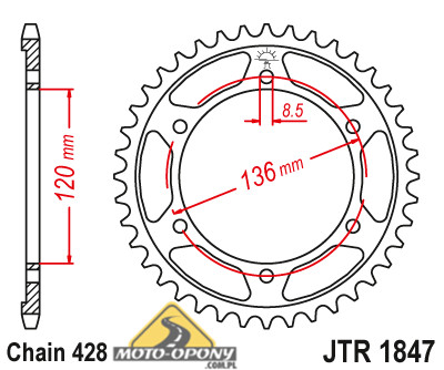 Комплект привода Yamaha TDR 125. Усиленная цепь.