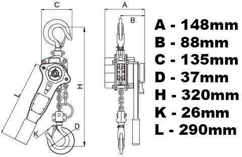 Лебедка крюково-цепная WH750 0,75T 750KG PRO