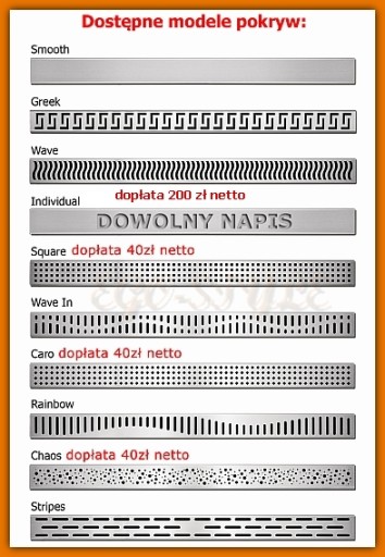 KESMET odpływ liniowy 80 cm przyścienny 10 wzorów
