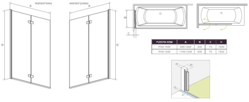 Шторка для ванны Radaway FUENTA PND - продажа, установка