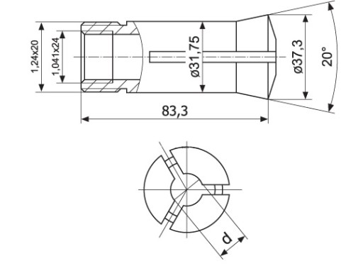 РАЗБОРНАЯ ГОЛОВКА 5C FI, Цанговая втулка 9 мм