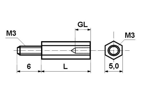 Проставка никелированная М3 L=8мм, 10 шт.