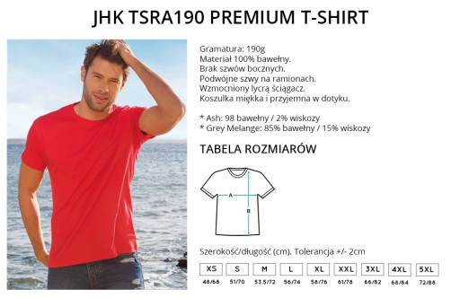 KOSZULKA MĘSKA PREMIUM 190g BURGUNDOWA ROZ. XXL