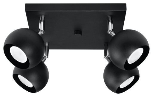 Lampa Sufitowa PLAFON LISTWA OCULARE 4 CZARNY okrągłe klosze do korytarza