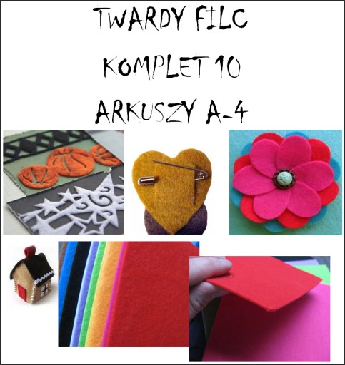 CIENKI I TWARDY FILC A-4, 1mm KOMPLET 10 ARKUSZY