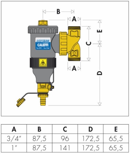 CALEFFI SEPARATOR ZANIECZYSZCZEŃ Z MAGNESEM 3/4'